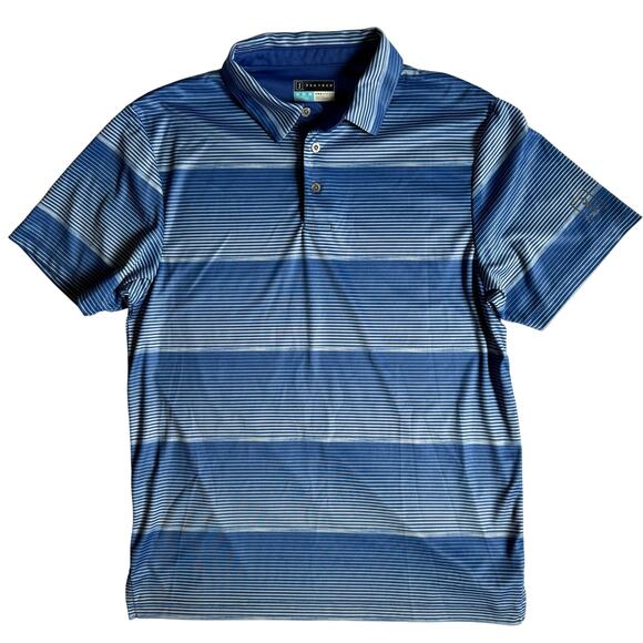 PGA Tour Pro Series Blue Striped Golf Polo Men's Medium - Picture 1 of 8